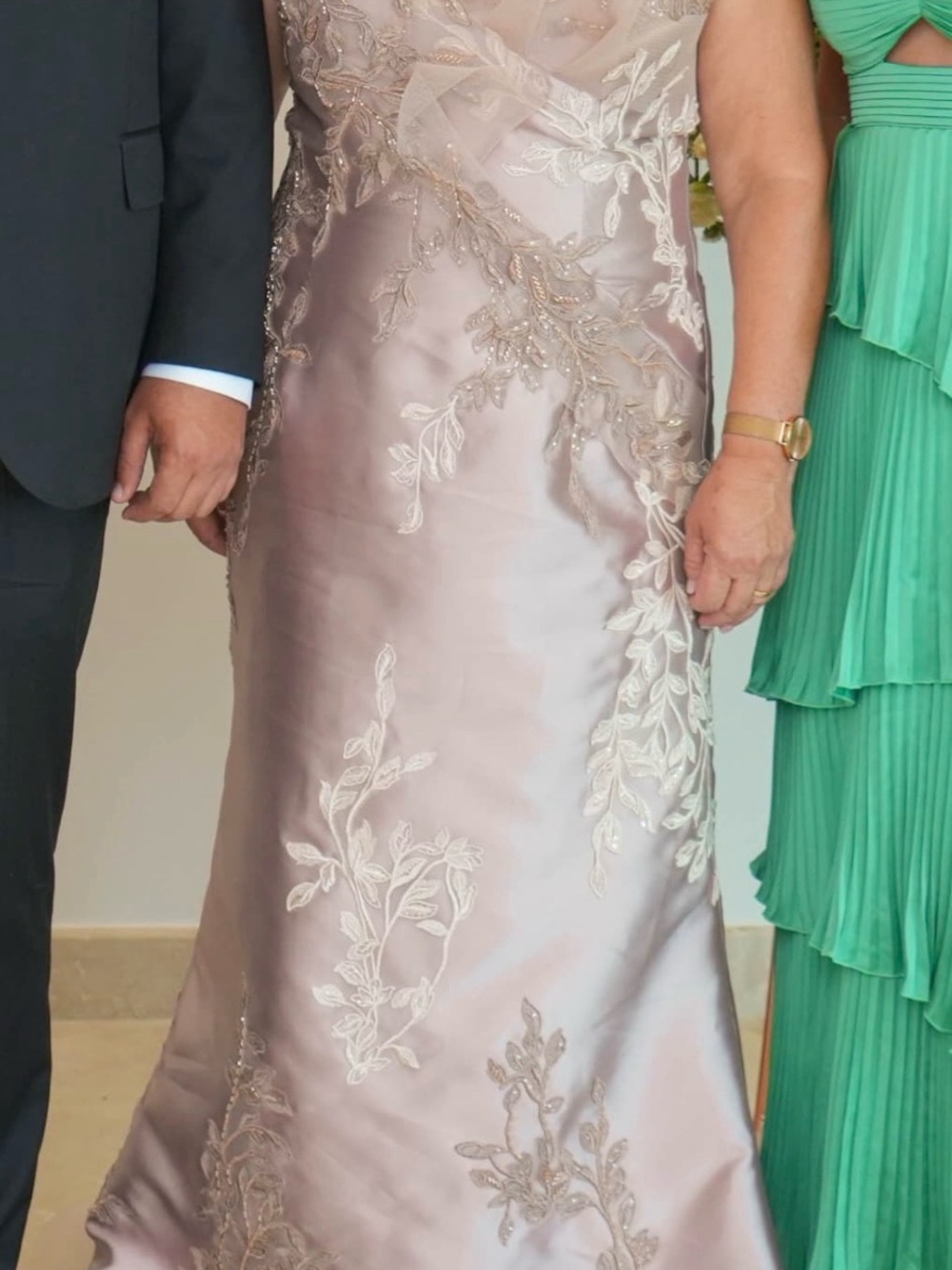 Terani Couture Blush Pink and Gold Embroidered Wedding Gown